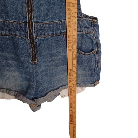 BULLHEAD Zipper Front Sleeveless Cuff Hem Denim Jean Blue Overalls Small - Picture 5 of 8